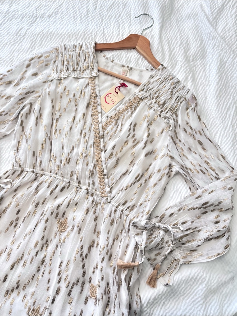 RAGA Embroidered Metallic Boho Style Dress